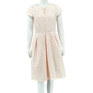 Helene Berman Dress Womens 10 Pink Polka Dots Fit & Flare Pockets Cotton England